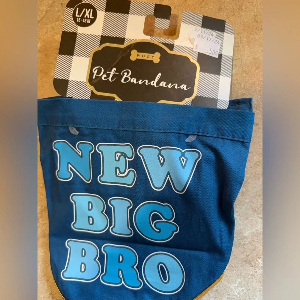 Woof Pet Bandana New Big Bro Size L/XL 15-18 in NWT Pregnancy Announcement
